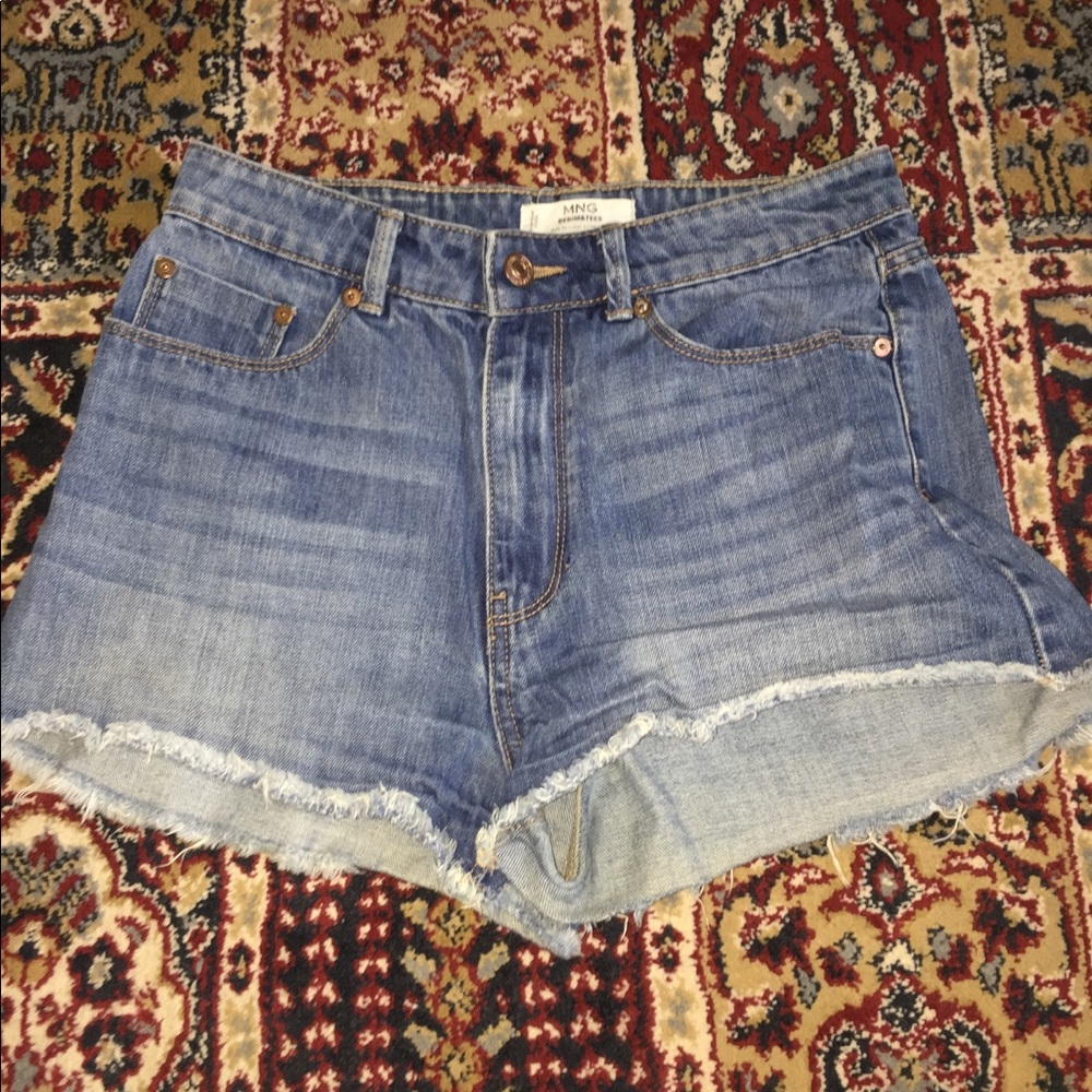 Mango MNG denim shorts with frayed bottoms